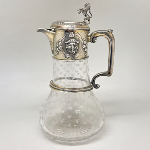Hallmarked Silver London 1874 Claret Jug Star Etched Glass