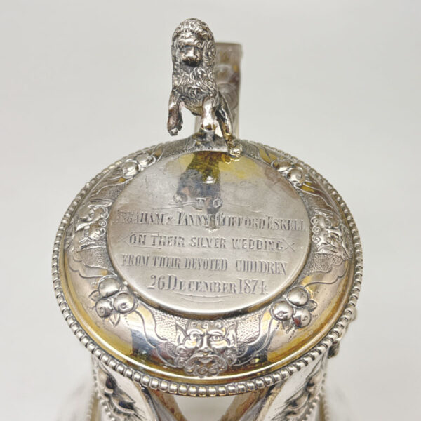 Hallmarked Silver London 1874 Claret Jug Star Etched Glass