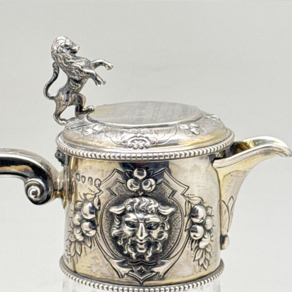 Hallmarked Silver London 1874 Claret Jug Star Etched Glass