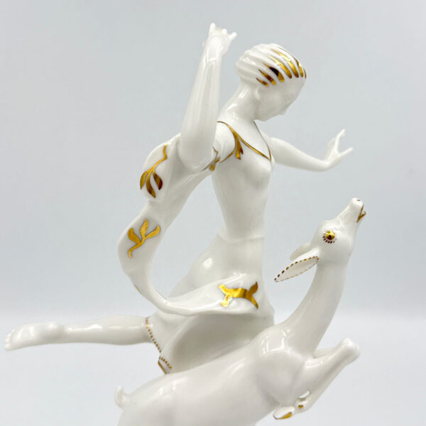 Hutschenreuther Figurine Lady With Deer C1930