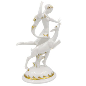 Hutschenreuther Figurine Lady With Deer C1930