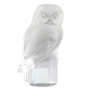 Lalique Frosted Glass Owl Paperweight