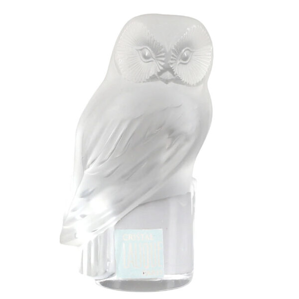 Lalique-Frosted-Glass-Owl-Paperweight Lalique Frosted Glass Owl Paperweight