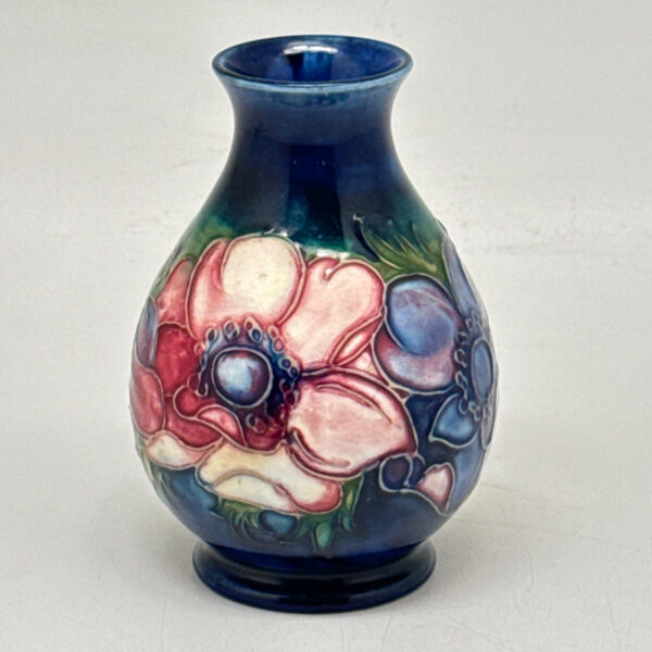 Moorcroft Anemone Pattern Vase On Blue Ground C1954