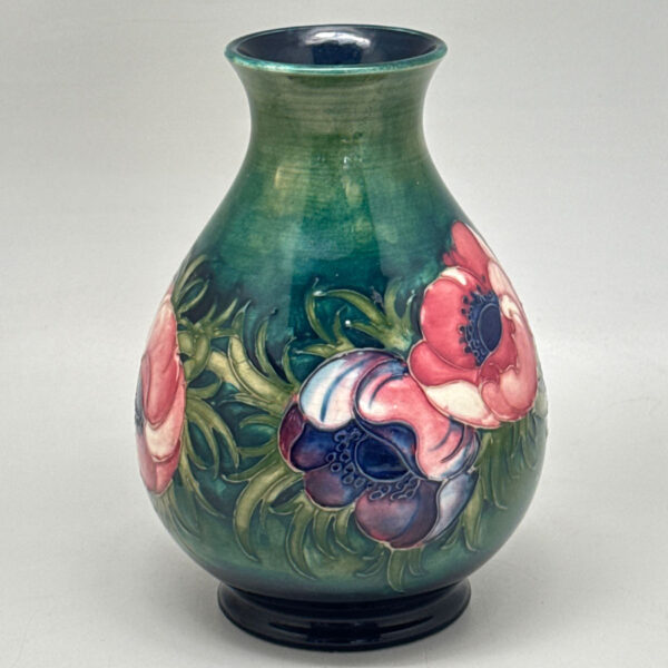 Moorcroft-Anemone-Pattern-Vase-On-A-Blue-Green-Ground-2 Moorcroft Anemone Pattern Vase On A Blue Green Ground C1954