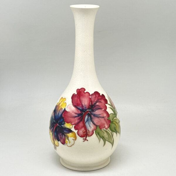 Moorcroft Hibiscus Vase Ivory Ground C1974