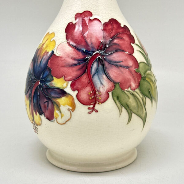 Moorcroft Hibiscus Vase Ivory Ground C1974