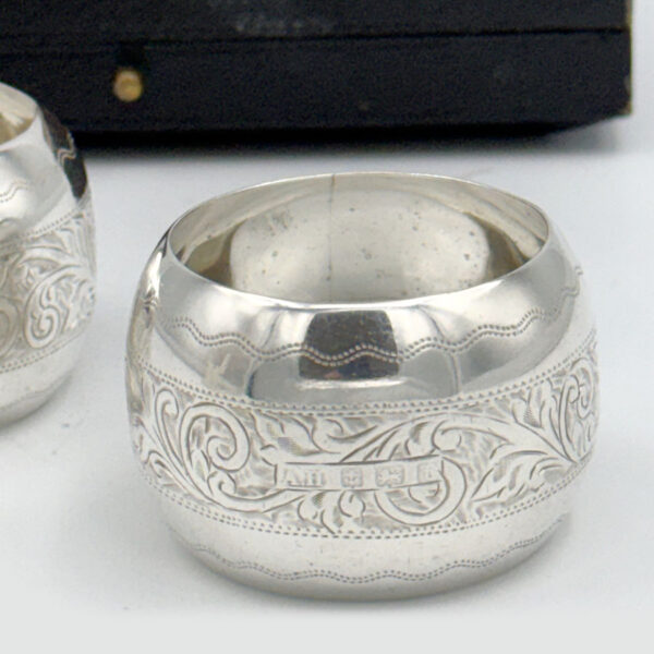 Pair Hallmarked Sterling Silver Serviette Rings Birmingham 1918 Boxed