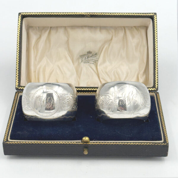 Pair Hallmarked Sterling Silver Serviette Rings Birmingham 1918 Boxed