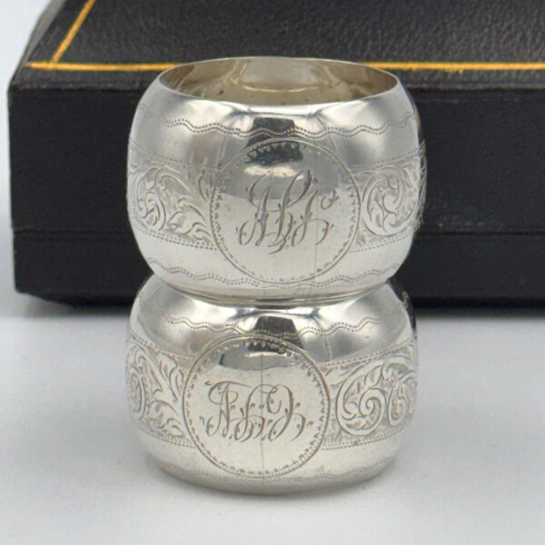 Pair Hallmarked Sterling Silver Serviette Rings Birmingham 1918 Boxed