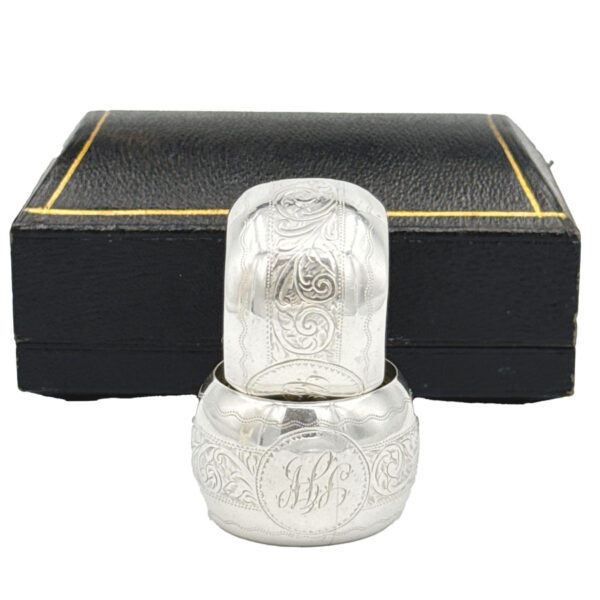 Pair Hallmarked Sterling Silver Serviette Rings Birmingham 1918 Boxed