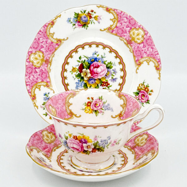 Royal-Albert-Lady-Carlyle-Tea-Trio-Avon-C1940-1 Royal Albert Lady Carlyle Tea Trio Avon C1940