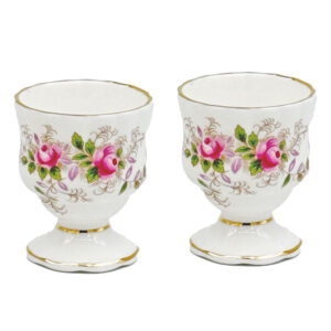 Royal Albert Lavender Rose Pair Pedestal Egg Cups Boxed