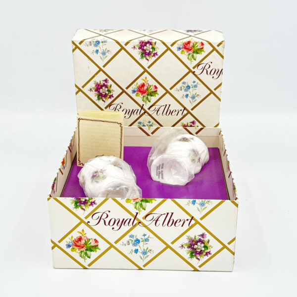 Royal Albert Sweet Violet Pair Pedestal Egg Cups Boxed