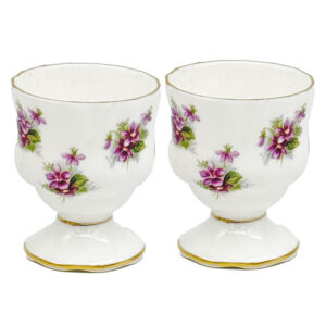 Royal Albert Sweet Violet Pair Pedestal Egg Cups Boxed