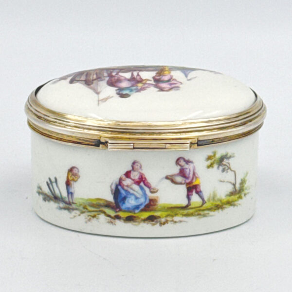 _Sevres-Decorative-Hinged-Pill-Box-Hand-Painted-Village-Scene-20th-3 Sevres Decorative Hinged Pill Box Hand Painted Village Scene 20th