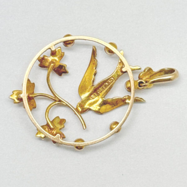 15ct-Gold-and-Seed-Pearl-Victorian-Swallow-Pendant-2 15ct Gold and Seed Pearl Victorian Swallow Pendant