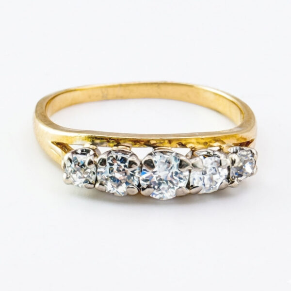 18ct Yellow Gold Five Diamond Ring