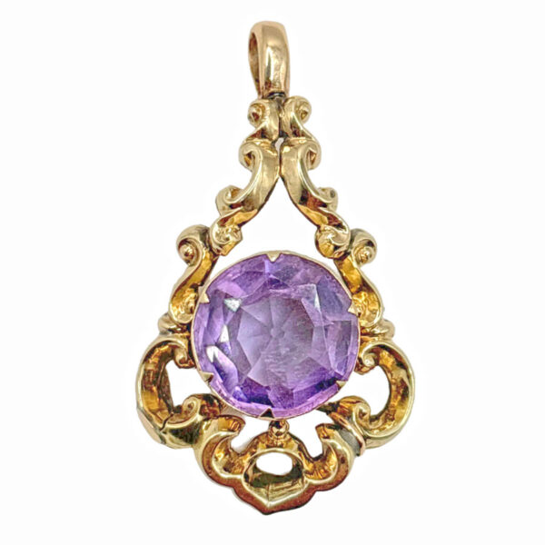 _9-Carat-Gold-Victorian-Amethyst-Pendant 9ct Gold Victorian Amethyst Pendant