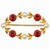 9ct Gold Garnet and Akoya Pearl Oval Brooch C1890