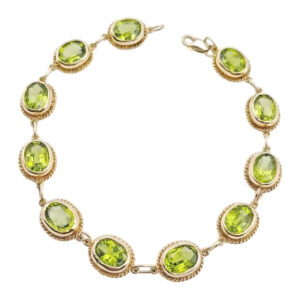 9ct Gold & Peridot Oval Link Bracelet