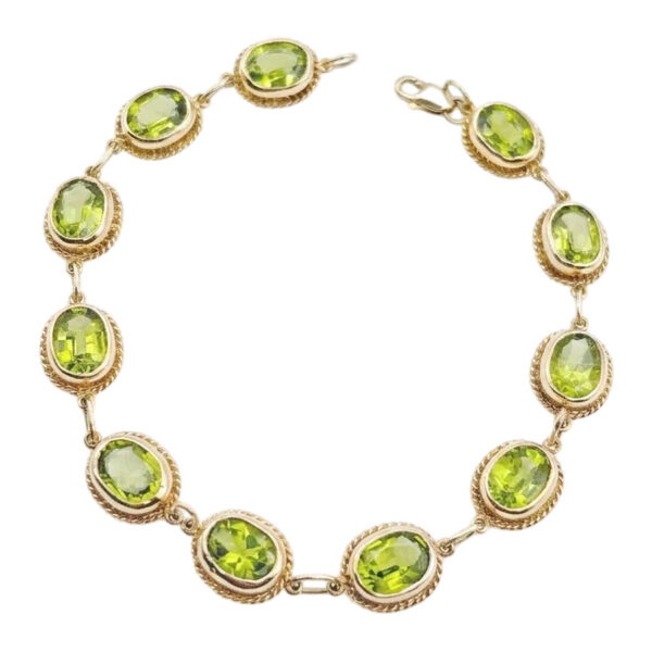 9ct Gold & Peridot Oval Link Bracelet