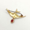 9ct Gold Swallow Brooch With Garnet Drop