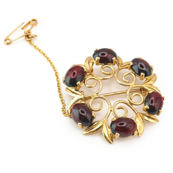 9ct-Gold-Victorian-Almandine-Cabochon-Garnet-Brooch-1 9ct Gold Victorian Almandine Cabochon Garnet Brooch