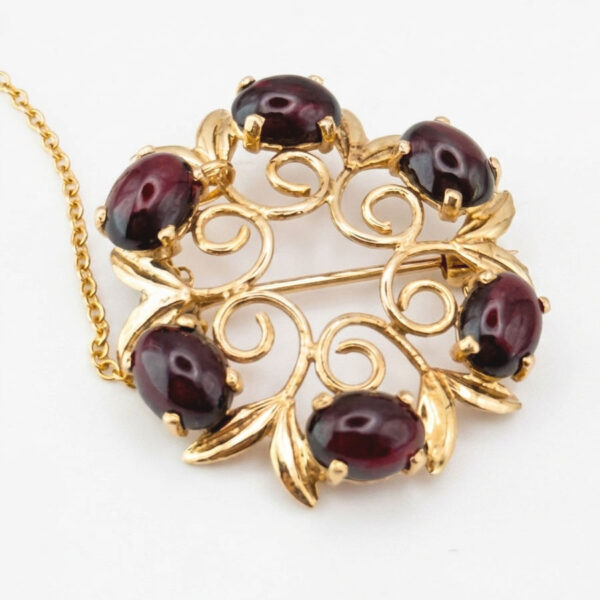 9ct-Gold-Victorian-Almandine-Cabochon-Garnet-Brooch-2 9ct Gold Victorian Almandine Cabochon Garnet Brooch