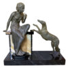Art-Deco-Centrepiece-La-Reprimande-Lady-With-Greyhound-On-Onyx-and-Marble-Base-C1930 Art Deco Centrepiece La Reprimande Lady With Greyhound On Onyx and Marble Base C1930