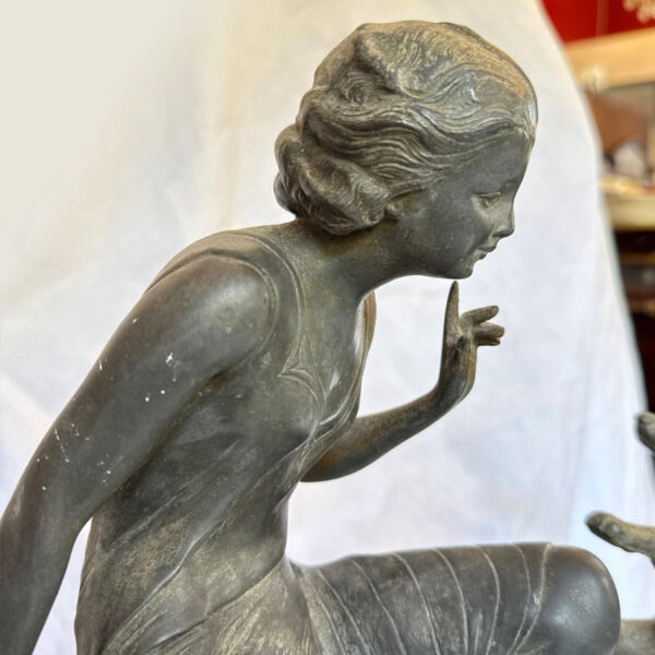 Art-Deco-Centrepiece-La-Reprimande-Lady-With-Greyhound-On-Onyx-and-Marble-Base-C1930-2 Art Deco Centrepiece La Reprimande Lady With Greyhound On Onyx and Marble Base C1930