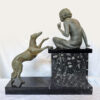 Art-Deco-Centrepiece-La-Reprimande-Lady-With-Greyhound-On-Onyx-and-Marble-Base-C1930-3 Art Deco Centrepiece La Reprimande Lady With Greyhound On Onyx and Marble Base C1930