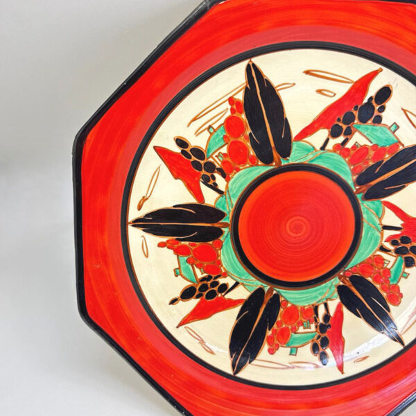 Clarice-Cliff-Fantasque-Rare-Red-Trees-and-House-Pattern-C1930-3 Clarice Cliff Fantasque Rare Red Trees and House Pattern C1930