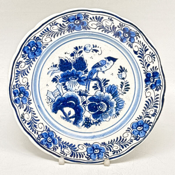 Delfts Blauw And White Bird and Flower Scene Wall Plate