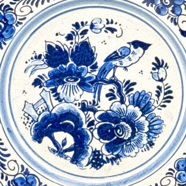 Delfts Blauw And White Bird and Flower Scene Wall Plate
