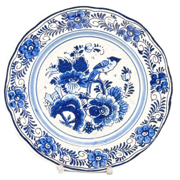 Delfts Blauw And White Bird and Flower Scene Wall Plate