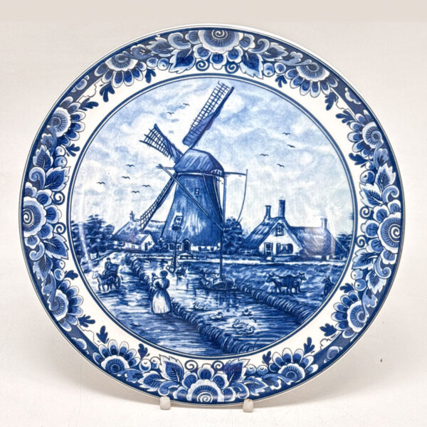 Delfts Blauw  Blue And White Wind Mill Scene Wall Plate