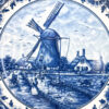 Delfts Blauw  Blue And White Wind Mill Scene Wall Plate