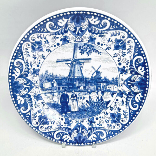 Delfts-Blauw-Watermolen-River-Scene-Wall-Plate-1 Delfts Blauw Watermolen River Scene Wall Plate