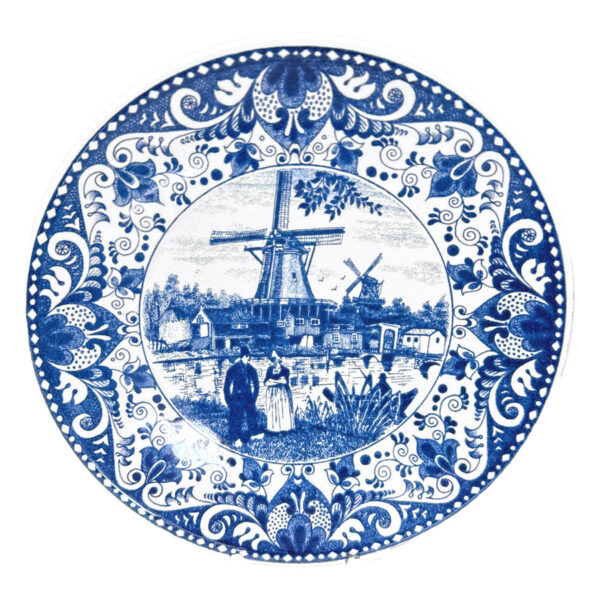 Delfts-Blauw-Watermolen-River-Scene-Wall-Plate Delfts Blauw Watermolen River Scene Wall Plate