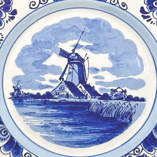 Delfts-Blauw-Windmill-River-Scene-Wall-Plate-2 Delfts Blauw Windmill River Scene Wall Plate
