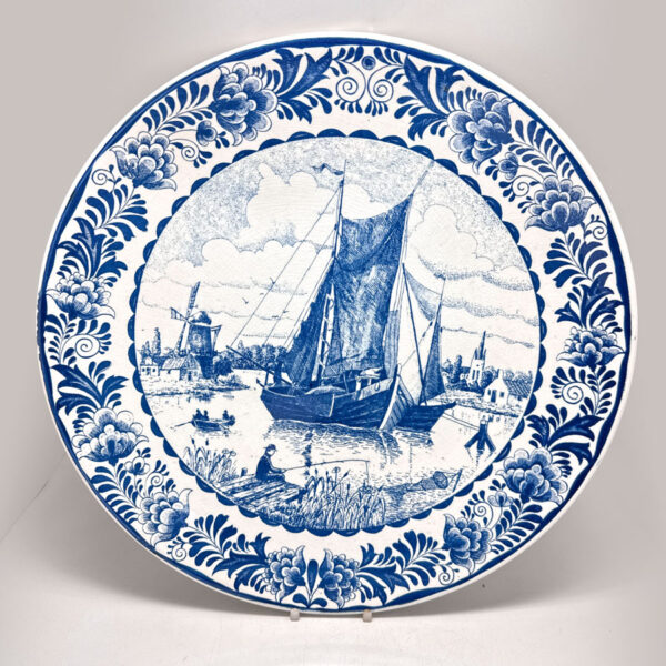 Delfts Blue And White Dutch River Scene Wall Charger