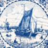 Delfts Blue And White Dutch River Scene Wall Charger