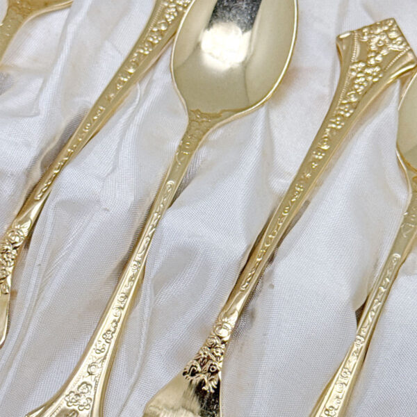 Eetrite 24ct Gold Plated Trailing Rose Royal Albert Cake Forks and Tea Spoons