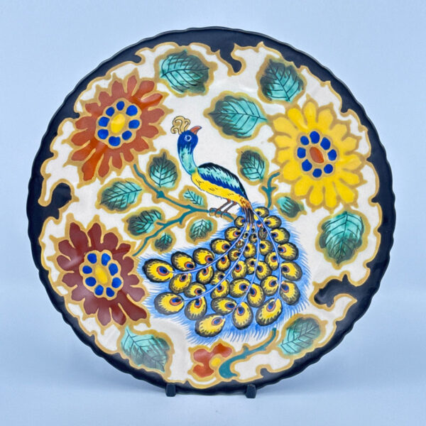 Gouda-Holland-Peacock-and-Flowers-Decorative-Wall-Plate-1 Gouda Holland Peacock and Flowers Decorative Wall Plate