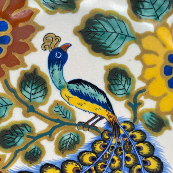 Gouda-Holland-Peacock-and-Flowers-Decorative-Wall-Plate-2 Gouda Holland Peacock and Flowers Decorative Wall Plate