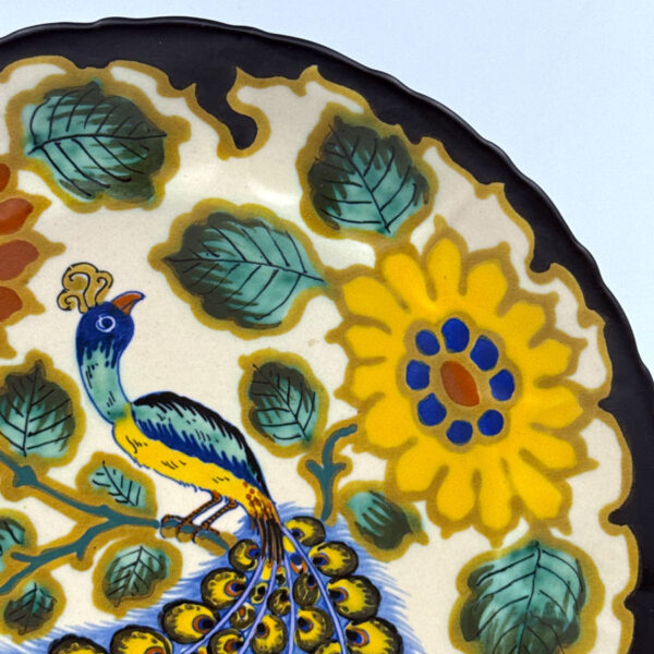 Gouda-Holland-Peacock-and-Flowers-Decorative-Wall-Plate-3 Gouda Holland Peacock and Flowers Decorative Wall Plate