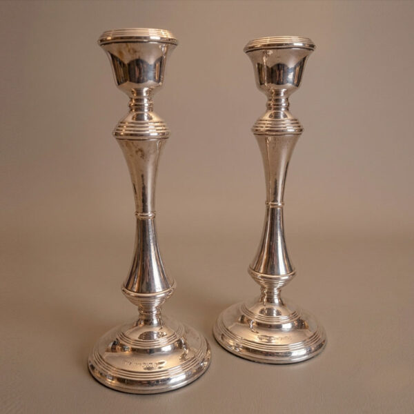 Hallmarked Silver Pair Candlesticks Birmingham 1950