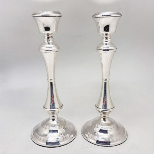 Hallmarked Silver Pair Candlesticks Birmingham 1950