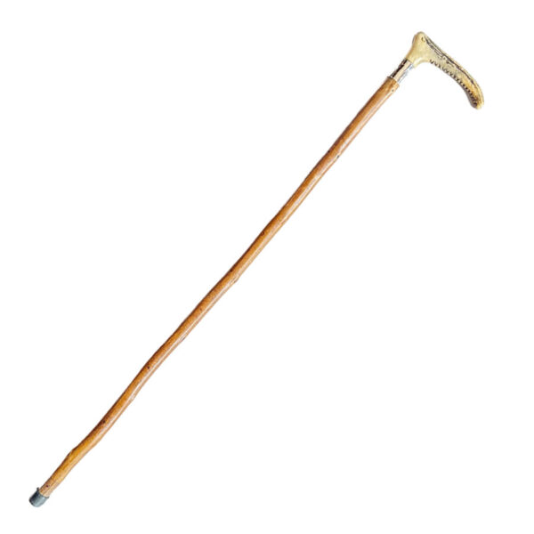 Horn-Handled-Wooden-Silver-Mounted-Walking-Stick-Sheffield-1918 Horn Handled Wooden Silver Mounted Walking Stick Sheffield 1918